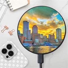 Boston Skyline Cityscape River Wireless Fast Charger(black) by Sarkoni