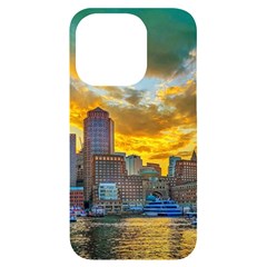 Boston Skyline Cityscape River Iphone 14 Pro Black Uv Print Case by Sarkoni