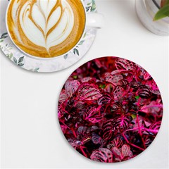 Red Leaves Plant Nature Leaves Uv Print Round Tile Coaster by Sarkoni