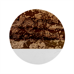 Red Leaves Plant Nature Leaves Marble Wood Coaster (round) by Sarkoni