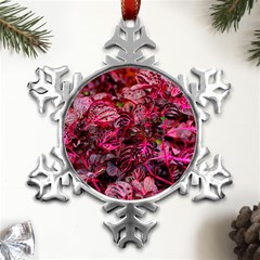 Red Leaves Plant Nature Leaves Metal Small Snowflake Ornament by Sarkoni