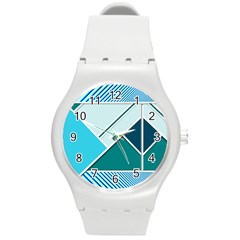 Logo Concept Banner Header Idea Round Plastic Sport Watch (m) by Amaryn4rt