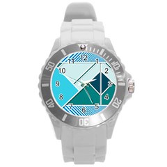 Logo Concept Banner Header Idea Round Plastic Sport Watch (l) by Amaryn4rt