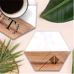 Logo Concept Banner Header Idea Marble Wood Coaster (hexagon)  by Amaryn4rt