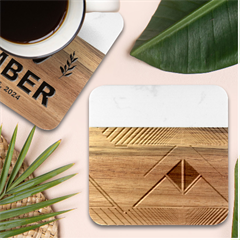 Logo Concept Banner Header Idea Marble Wood Coaster (square) by Amaryn4rt