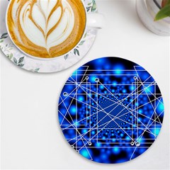 Network Connection Structure Knot Uv Print Round Tile Coaster by Amaryn4rt