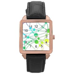 Network Connection Structure Knot Rose Gold Leather Watch  by Amaryn4rt