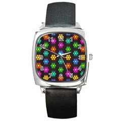 Pattern Background Colorful Design Square Metal Watch by Amaryn4rt