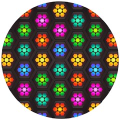 Pattern Background Colorful Design Wooden Puzzle Round by Amaryn4rt