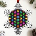 Pattern Background Colorful Design Metal Small Snowflake Ornament Front