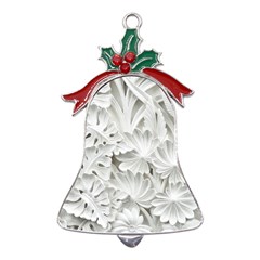 Pattern Motif Decor Metal Holly Leaf Bell Ornament