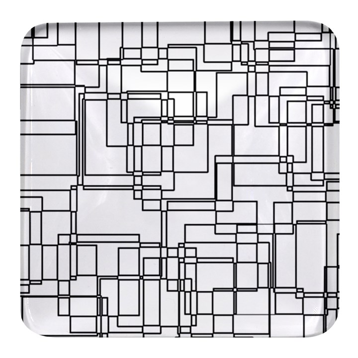 Structure Pattern Network Square Glass Fridge Magnet (4 pack)