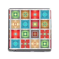 Tiles Pattern Background Colorful Memory Card Reader (square 5 Slot) by Amaryn4rt