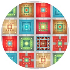 Tiles Pattern Background Colorful Wooden Puzzle Round by Amaryn4rt