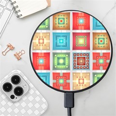 Tiles Pattern Background Colorful Wireless Fast Charger(black) by Amaryn4rt