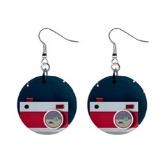 Camera Vector Illustration Mini Button Earrings by Amaryn4rt