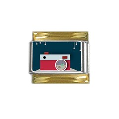 Camera Vector Illustration Gold Trim Italian Charm (9mm) by Amaryn4rt