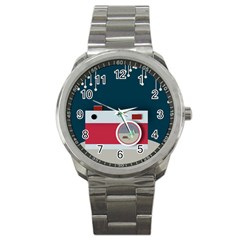 Camera Vector Illustration Sport Metal Watch by Amaryn4rt