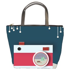 Camera Vector Illustration Bucket Bag by Amaryn4rt