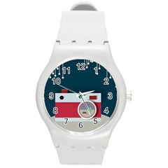 Camera Vector Illustration Round Plastic Sport Watch (m) by Amaryn4rt