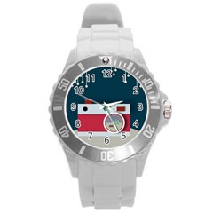 Camera Vector Illustration Round Plastic Sport Watch (l) by Amaryn4rt