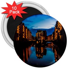 Hamburg City Blue Hour Night 3  Magnets (10 Pack)  by Amaryn4rt