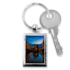 Hamburg City Blue Hour Night Key Chain (rectangle) by Amaryn4rt