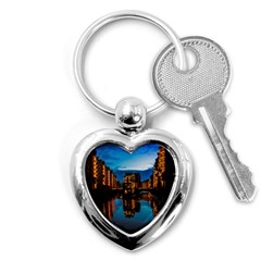 Hamburg City Blue Hour Night Key Chain (heart) by Amaryn4rt