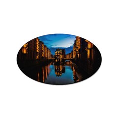 Hamburg City Blue Hour Night Sticker (oval) by Amaryn4rt