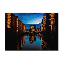 Hamburg City Blue Hour Night Sticker A4 (100 Pack) by Amaryn4rt