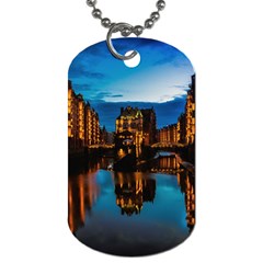 Hamburg City Blue Hour Night Dog Tag (two Sides) by Amaryn4rt