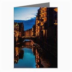 Hamburg City Blue Hour Night Greeting Card by Amaryn4rt