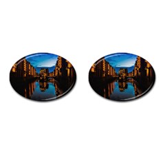 Hamburg City Blue Hour Night Cufflinks (oval) by Amaryn4rt