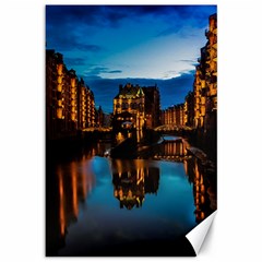 Hamburg City Blue Hour Night Canvas 12  X 18  by Amaryn4rt