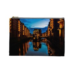 Hamburg City Blue Hour Night Cosmetic Bag (large) by Amaryn4rt