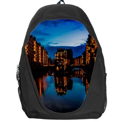 Hamburg City Blue Hour Night Backpack Bag by Amaryn4rt