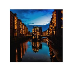 Hamburg City Blue Hour Night Square Satin Scarf (30  X 30 ) by Amaryn4rt