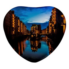 Hamburg City Blue Hour Night Heart Glass Fridge Magnet (4 Pack) by Amaryn4rt