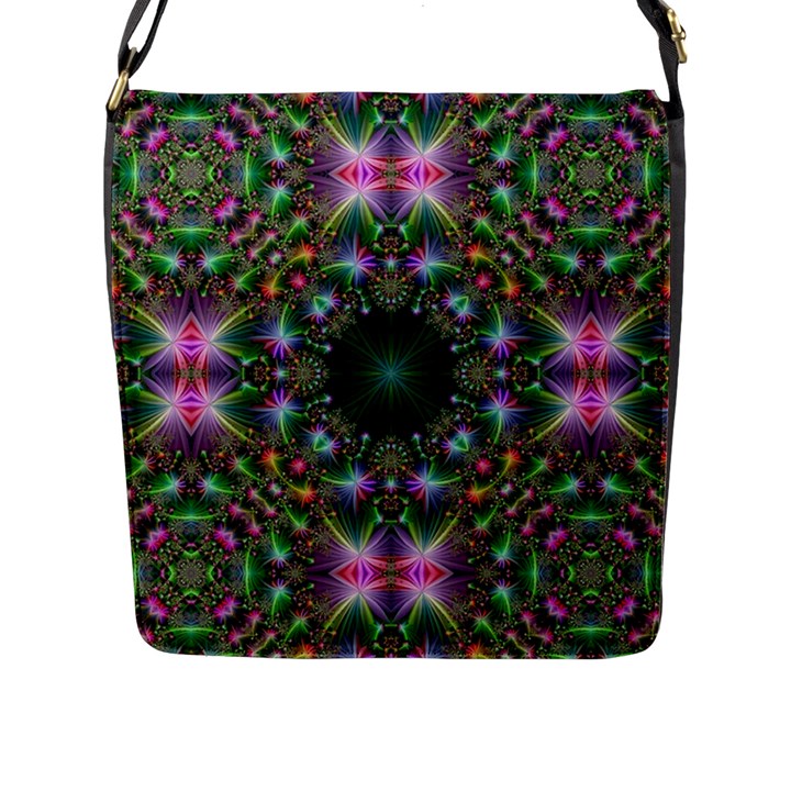 Digital Kaleidoscope Flap Closure Messenger Bag (L)