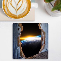 Door Breakthrough Door Sunburst Uv Print Square Tile Coaster  by Amaryn4rt