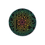 Circuit Hexagonal Geometric Pattern Background Pattern Magnet 3  (Round) Front