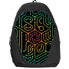 Circuit Hexagonal Geometric Pattern Background Pattern Backpack Bag by Vaneshop