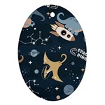 Space Theme Art Pattern Design Wallpaper Oval Ornament (Two Sides) Back