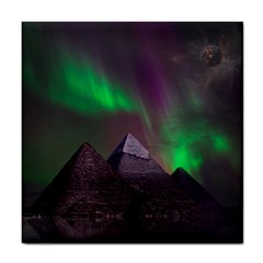 Fantasy Pyramid Mystic Space Aurora Tile Coaster by Grandong