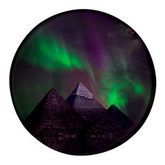 Fantasy Pyramid Mystic Space Aurora Round Glass Fridge Magnet (4 Pack) by Grandong