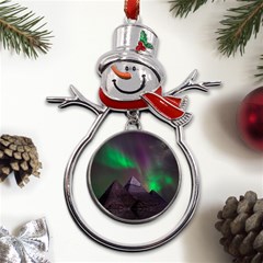 Fantasy Pyramid Mystic Space Aurora Metal Snowman Ornament by Grandong