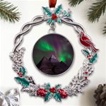 Fantasy Pyramid Mystic Space Aurora Metal X mas Wreath Holly leaf Ornament Front