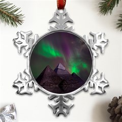 Fantasy Pyramid Mystic Space Aurora Metal Small Snowflake Ornament by Grandong