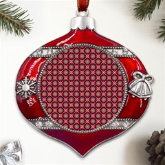 Kaleidoscope Seamless Pattern Metal Snowflake And Bell Red Ornament by Ravend