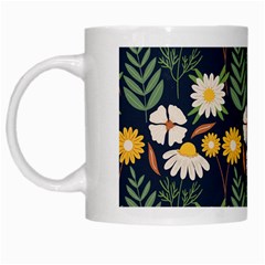 Flower Grey Pattern Floral White Mug by Dutashop